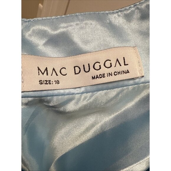 Mac Duggal Size 18 Blue Floral 68089 Halter Maxi Gown Cut Out Embellished Dress - Picture 12 of 13